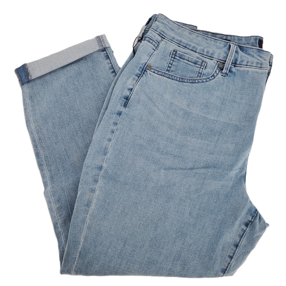 NYDJ Margot Girlfriend Kingston Jeans Light Wash Denim Crop Pants Womens‎ 16P - Picture 3 of 9